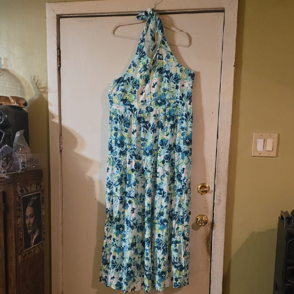 Torrid Blue and Green Floral Maxi Dress